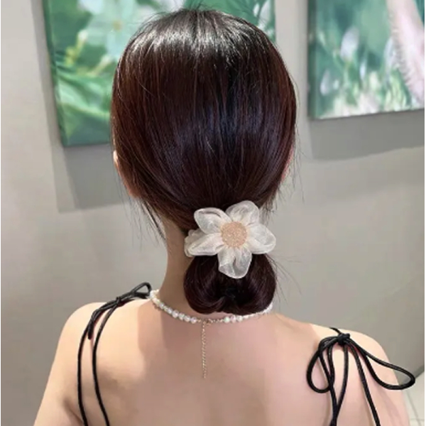 KOJA Crystal Flower Hair Tie Hair Rope Hair Accessories - Image 2