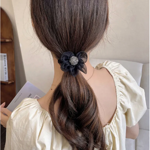 KOJA Crystal Flower Hair Tie Hair Rope Hair Accessories - Image 3