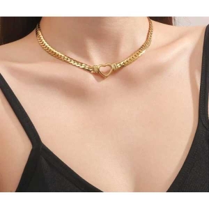 KOJA Fashion Gold-Plated Waterproof Stainless Steel Love Heart Shape Chain Necklace Nail Bracelet Set for Women