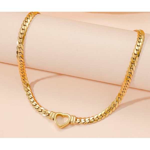 KOJA Fashion Gold-Plated Waterproof Stainless Steel Luxury Love Heart Shape Chain Necklace Nail Bracelet Set for Women - Image 2