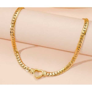 KOJA Fashion Gold-Plated Waterproof Stainless Steel Luxury Love Heart Shape Chain Necklace Nail Bracelet Set for Women