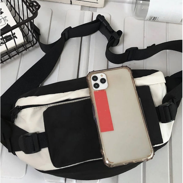 KOJA Fashionable Trending Colorblock Letter Patch Decor Waist Bag /Sling Bag - Image 4