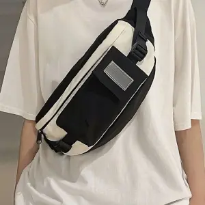 KOJA Fashionable Trending Colorblock Letter Patch Decor Waist Bag /Sling Bag