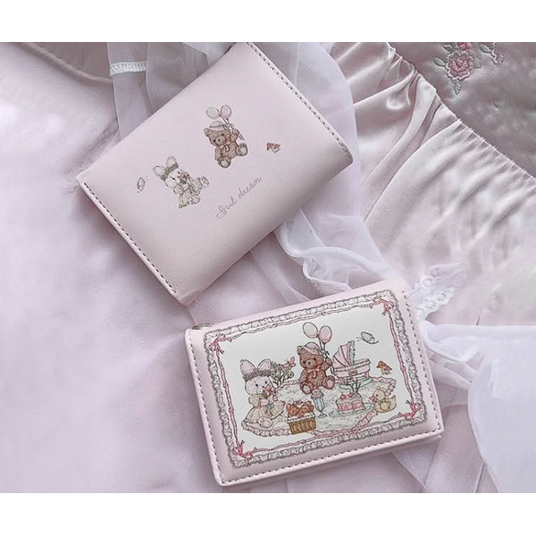 KOJA Kawaii Bunny Pattern Short Wallet, Clutch Trifold Coin Purse, Trendy Credit Card Case - Image 4