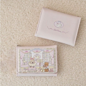 KOJA Kawaii Bunny Pattern Short Wallet, Clutch Trifold Coin Purse, Trendy Credit Card Case