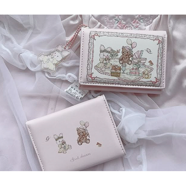 KOJA Kawaii Bunny Pattern Short Wallet, Clutch Trifold Coin Purse, Trendy Credit Card Case - Image 5