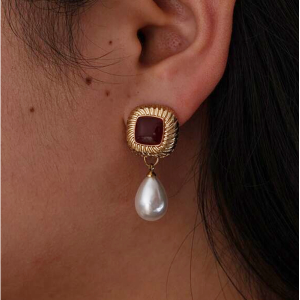 KOJA Korean Elegant Design Drop Shape Earrings - Image 2