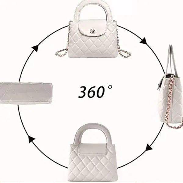 KOJA Korean Quilted Design Satchel Bag with Turn Lock Closure - Image 3