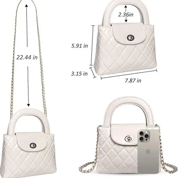 KOJA Korean Quilted Design Satchel Bag with Turn Lock Closure - Image 4
