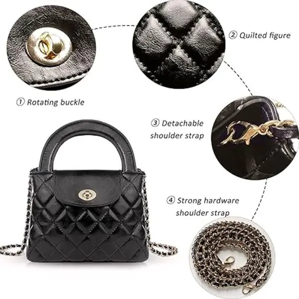 KOJA Korean Quilted Design Satchel Bag with Turn Lock Closure - Image 5