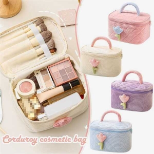 KOJA Korean style Corduroy Cosmetic Bag spacious women's Essentials Travelling Makeup Bag