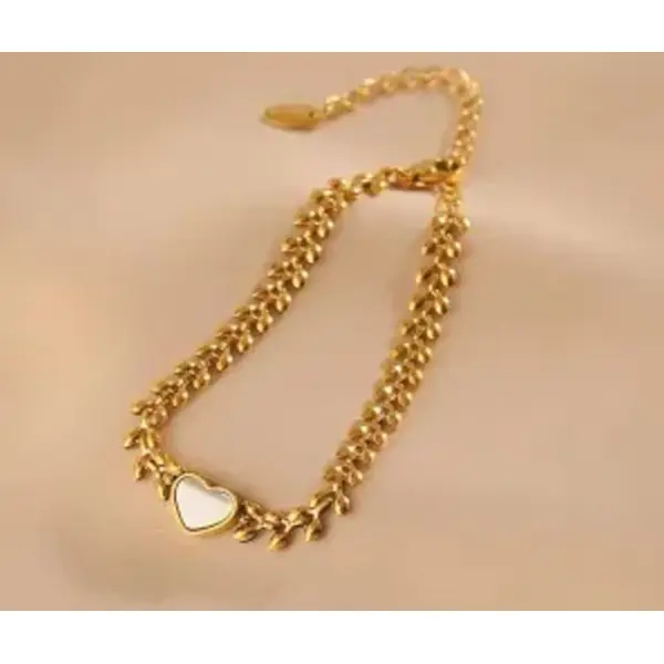 KOJA Korean Women Heart-Shaped Golden Bracelet Jewelry Bracelet - Image 2