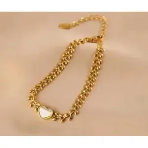 KOJA Korean Women Heart-Shaped Golden Bracelet Jewelry Bracelet