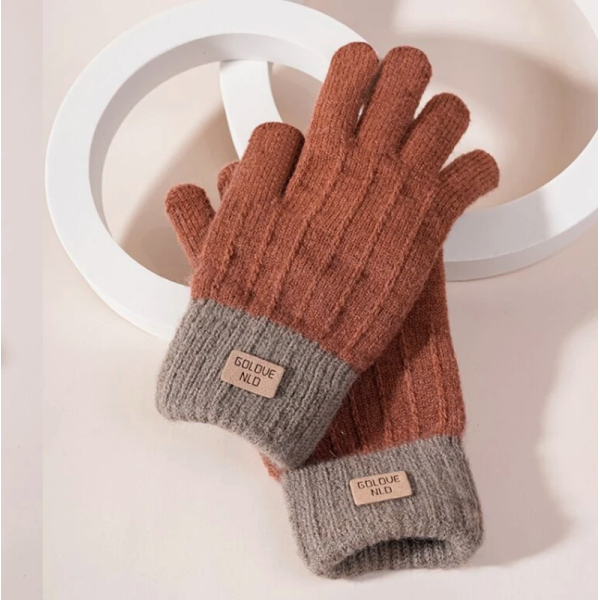 KOJA Lace Gloves Unisex Fingerless Outdoor Thick Knitting Windproof Screen Glove Wool Plus Velvet - Image 3