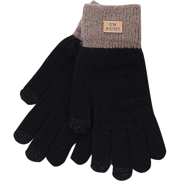KOJA Lace Gloves Unisex Fingerless Outdoor Thick Knitting Windproof Screen Glove Wool Plus Velvet - Image 5