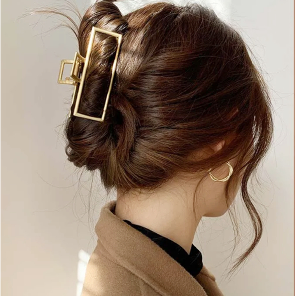 KOJA New Women's Fashion Metal Gold Crab Claw Clip Geometric Hollow Hair Clip Shark Clip Back Head Hair Ornament - Image 4