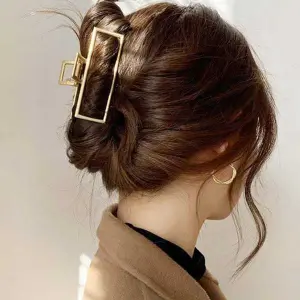 KOJA New Women's Fashion Metal Gold Crab Claw Clip Geometric Hollow Hair Clip Shark Clip Back Head Hair Ornament