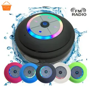 KOJA Q9 Wireless Portable Shower Subwoofer Speaker with LED Light Waterproof Hands-Free Call Music Suction Microphone (Blue)