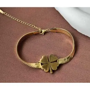 KOJA Simple Style Four Leaf Clover Stainless Steel Bracelet for Women