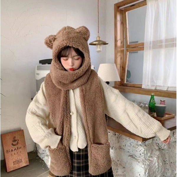KOJA Teddy bear Scarf with Warm 3 in 1 Gloves scarf - Image 5