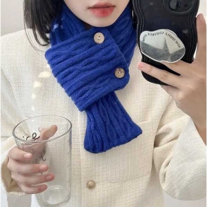 KOJA Warm Unisex Cable Knit Wrap Button Scarf