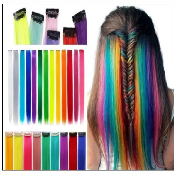 KOJA Women Clip In One Piece Colorful Hair Extensions For Women - Image 2