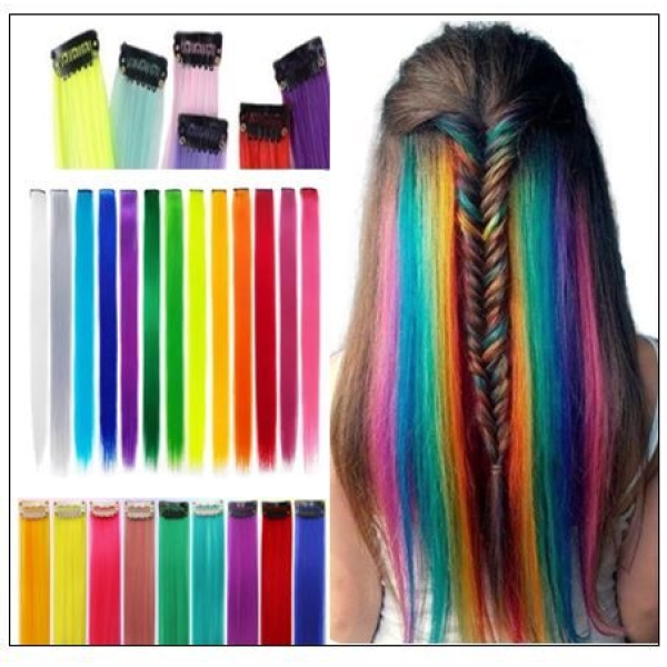 KOJA Women Clip In One Piece Colorful Hair Extensions For Women Single Seamless Heat Resistant - Image 2