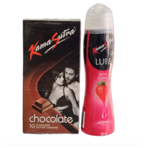 KS Chocolate Dotted Condoms 10s + Strawberry Lube