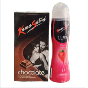 KS Chocolate Dotted Condoms 10s + Strawberry Lube
