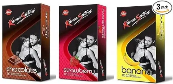 KS Multi-Flavoured Dotted Condoms 10s Pack Of 3