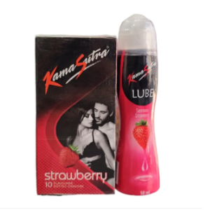 KS Strawberry Flavoured 10s Condom + Lube