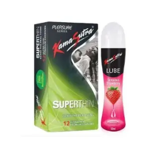 KS Super Thin - 12 Condoms + Strawberry Lube 50ml