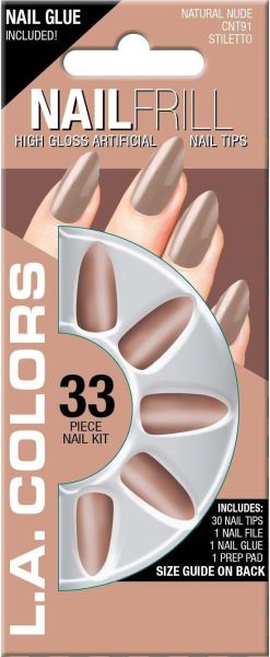 LA Colors 33pc High Gloss Short Nail Tip Kit - Natural Nude by Genuine Collection - Image 4