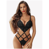Lace Trim Halter Neck Teddy Lingerie Set with Cut-Out Design|Night Wear|Women wear|Lingerie Pack of 1 Set | Black Color Free Size