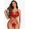 Lace Trim Halter Neck Teddy Lingerie Set with Cut-Out Design|Night Wear|Women wear|Lingerie Pack of 1 Set | Red Color Free Size