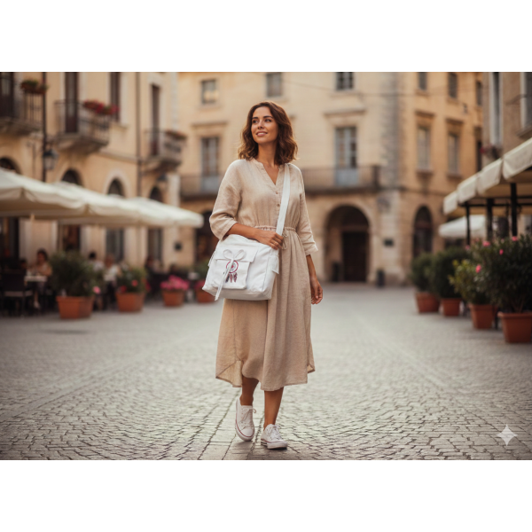Ladies' Cotton Crossbody Bow Bag - Image 2