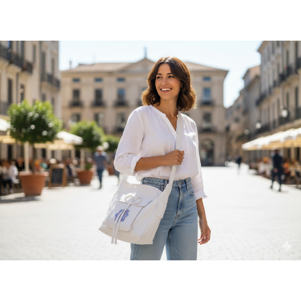 Ladies' Cotton Crossbody Bow Bag - Image 5