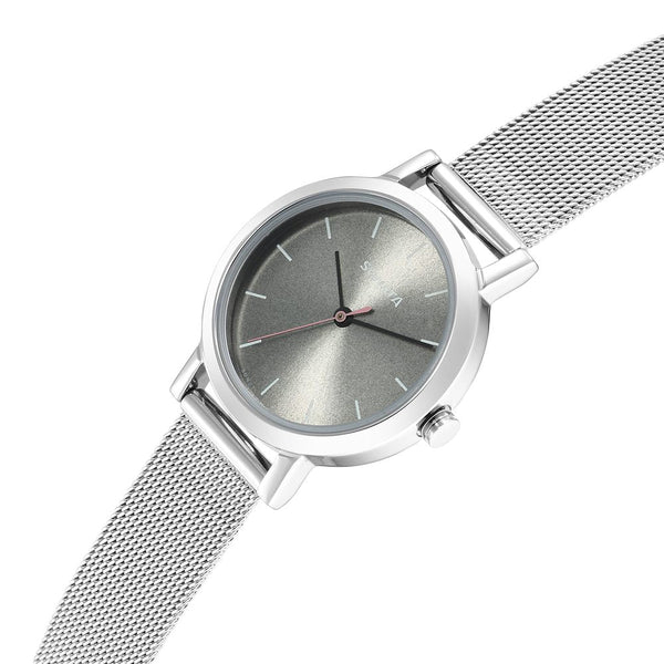 Ladies Essentials Grey Dial Stainless Steel Strap Watch for Women - Image 3