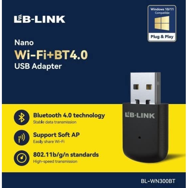 LB-Link Nano WiFi + Bluetooth 4.0 USB Adapter | Dual Function | Plug & Play - Image 2