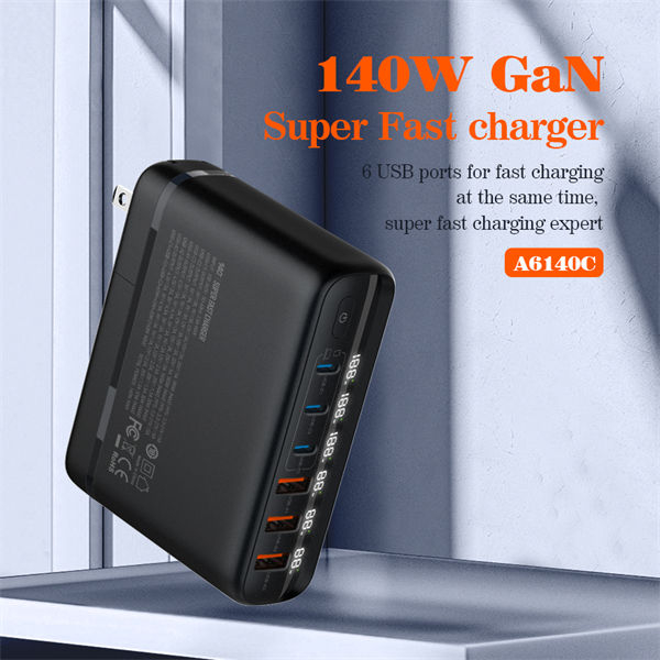 LDNIO A6140C 140W Fast charging 6 USB Ports LED Display GaN Laptop Mobile Charger - Image 3