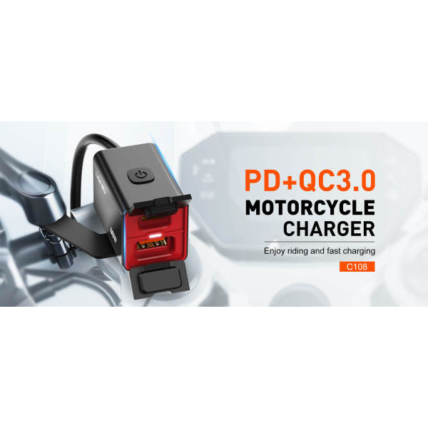 LDNIO C108 60W Motorcycle Fast Charger | PD+QC3.0 | IPX6 Waterproof | USB-C & USB-A Dual Port | For All Bikes & Smartphones - Image 2