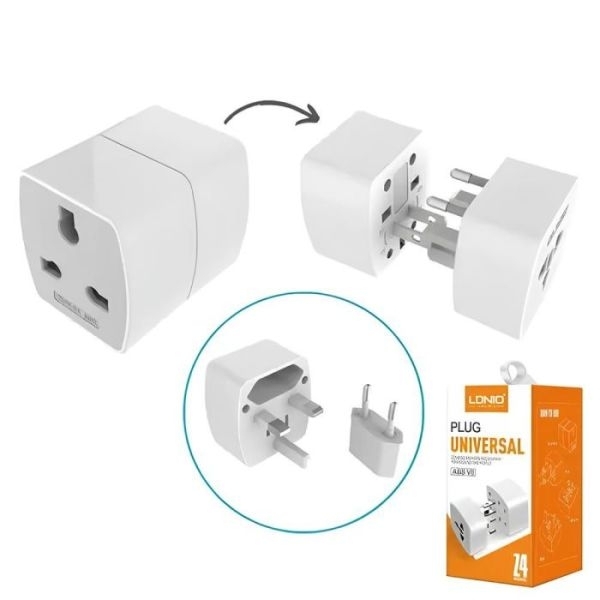 LDNIO Z4 Universal Plug Adapter Wall Multiplug with UK/EU/US/AU Pin & 2 Universal Socket (6A) - Image 3