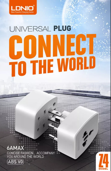 LDNIO Z4 Universal Plug Adapter Wall Multiplug with UK/EU/US/AU Pin & 2 Universal Socket (6A) - Image 5