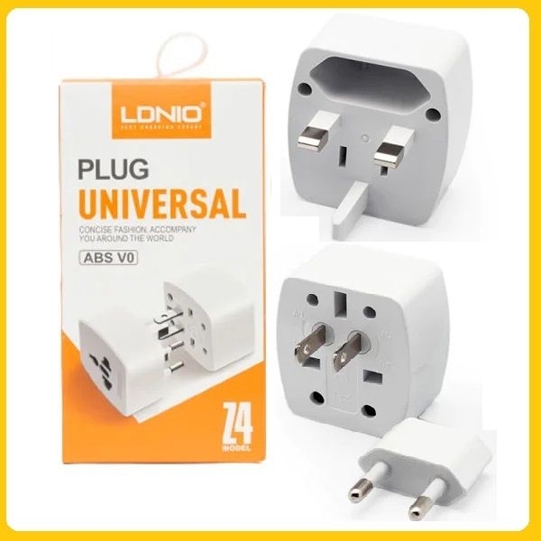 LDNIO Z4 Universal Plug Adapter Wall Multiplug with UK/EU/US/AU Pin & 2 Universal Socket (6A)