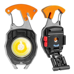 LED Rechargeable Flashlights With Lighter, Life-Saving Whistles, Screwdriver Bottle, Opener, Multiple Light Mode Portable Pocket Keychain Light For Hiking