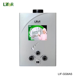 LIFOR Gas Gyser LIF-GG6AS - 6 Litres Digital Display Silver Color