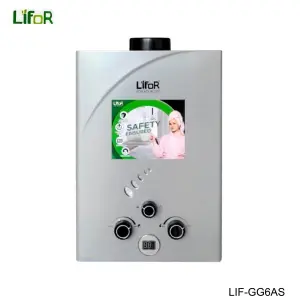 LIFOR Gas Gyser LIF-GG6AS - 6 Litres Digital Display Silver Color