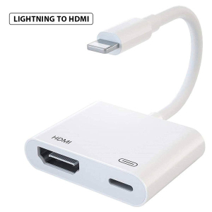 Lightning to HDMI Digital AV Adapte 1080P HDMI Sync Screen Digital Audio AV Converter with Charging Port on HDTV/Projector/Monitor, Support All