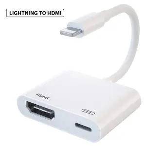 Lightning to HDMI Digital AV Adapte 1080P HDMI Sync Screen Digital Audio AV Converter with Charging Port on HDTV/Projector/Monitor, Support All