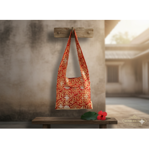 Lightweight Luxury: The Red Brocade Side Carry Bag